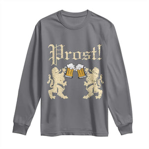 German Prost Long Sleeve Shirt Lion Cheers Beer Drinking Oktoberfest TS11 Charcoal Print Your Wear