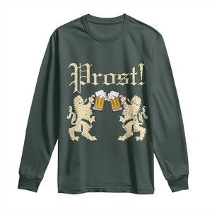 German Prost Long Sleeve Shirt Lion Cheers Beer Drinking Oktoberfest TS11 Dark Forest Green Print Your Wear