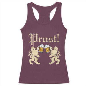 German Prost Racerback Tank Top Lion Cheers Beer Drinking Oktoberfest TS11 Maroon Print Your Wear