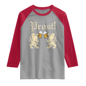 German Prost Raglan Shirt Lion Cheers Beer Drinking Oktoberfest TS11 Sport Gray Red Print Your Wear
