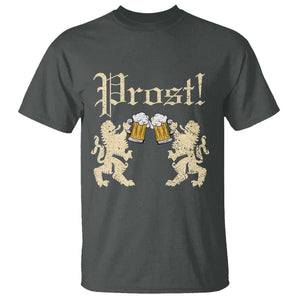 German Prost T Shirt Lion Cheers Beer Drinking Oktoberfest TS11 Dark Heather Print Your Wear