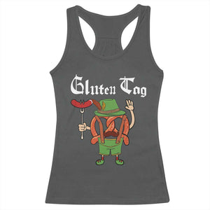 Funny Pretzel Racerback Tank Top Guten Tag Lederhosen Bratwurst Oktoberfest TS11 Dark Heather Print Your Wear