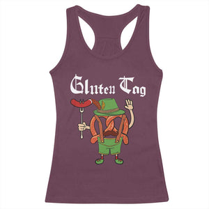 Funny Pretzel Racerback Tank Top Guten Tag Lederhosen Bratwurst Oktoberfest TS11 Maroon Print Your Wear