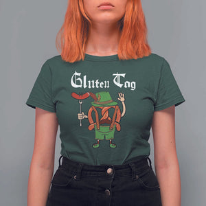 Funny Pretzel T Shirt For Women Guten Tag Lederhosen Bratwurst Oktoberfest TS11 Dark Forest Green Print Your Wear