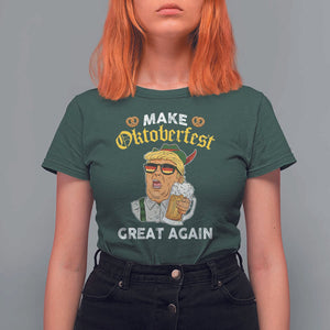 Funny Trump Beer T Shirt For Women Make Oktoberfest Great Again Pretzels TS11 Dark Forest Green Print Your Wear