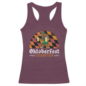 Funny Bigfoot Racerback Tank Top Oktoberfest Champion Beer Lederhosen TS11 Maroon Print Your Wear
