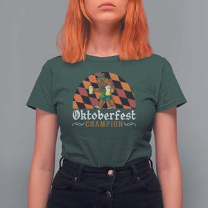 Funny Bigfoot T Shirt For Women Oktoberfest Champion Beer Lenderhosen TS11 Dark Forest Green Print Your Wear