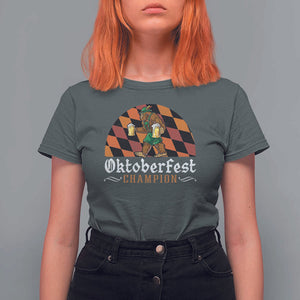 Funny Bigfoot T Shirt For Women Oktoberfest Champion Beer Lenderhosen TS11 Dark Heather Print Your Wear