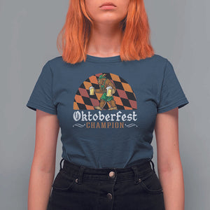 Funny Bigfoot T Shirt For Women Oktoberfest Champion Beer Lenderhosen TS11 Navy Print Your Wear