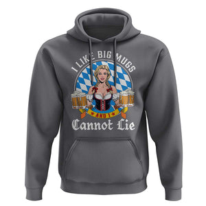 I Like Big Mugs And I Cannot Lie Hoodie Oktoberfest Party Beer Dirndl Bavarian Flag TS11 Charcoal Print Your Wear