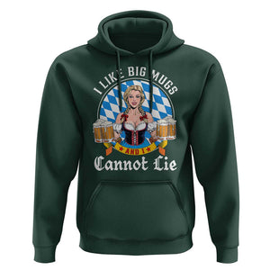 I Like Big Mugs And I Cannot Lie Hoodie Oktoberfest Party Beer Dirndl Bavarian Flag TS11 Dark Forest Green Print Your Wear