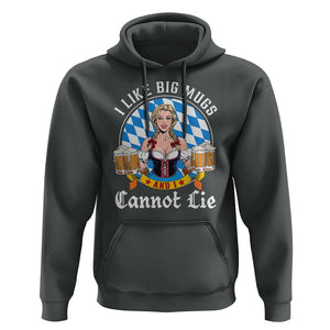 I Like Big Mugs And I Cannot Lie Hoodie Oktoberfest Party Beer Dirndl Bavarian Flag TS11 Dark Heather Print Your Wear