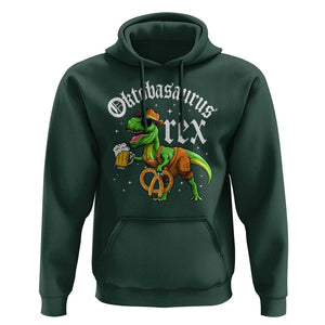 Funny Oktoberfest Dinosaur Hoodie Oktobasaurus Rex Lederhosen Bavarian Beer TS11 Dark Forest Green Print Your Wear
