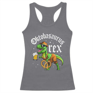 Funny Oktoberfest Dinosaur Racerback Tank Top Oktobasaurus Rex Lederhosen Bavarian Beer TS11 Charcoal Print Your Wear