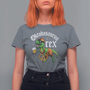 Funny Oktoberfest Dinosaur T Shirt For Women Oktobasaurus Rex Lederhosen Bavarian Beer TS11 Charcoal Print Your Wear
