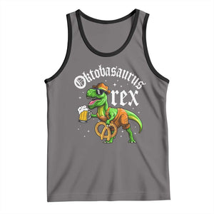 Funny Oktoberfest Dinosaur Tank Top Oktobasaurus Rex Lederhosen Bavarian Beer TS11 Deep Heather Black Print Your Wear