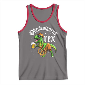 Funny Oktoberfest Dinosaur Tank Top Oktobasaurus Rex Lederhosen Bavarian Beer TS11 Deep Heather Red Print Your Wear