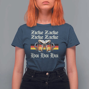 Funny Zicke Zacke Hoi T Shirt For Women Oktoberfest German Flag Party TS11 Navy Print Your Wear