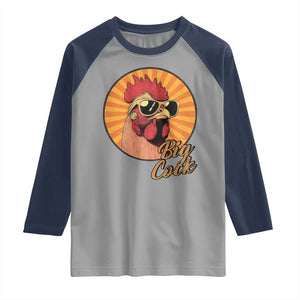 Funny Big Cock Chicken Raglan Shirt Raunchy Inappropriate Adult Humor TS11 Sport Gray Navy Print Your Wear