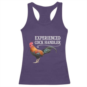 Funny Experienced Cock Handler Racerback Tank Top Raunchy Inappropriate Adult Humor Chicken TS11 Purple Print Your Wear