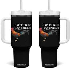 Funny Experienced Cock Handler Tumbler With Handle Raunchy Inappropriate Adult Humor Chicken TS11 One Size: 40 oz Black Print Your Wear