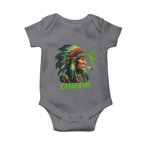 Funny Chiefin Weed Indian Native American Marijuana Baby Onesie TS11 Charcoal Print Your Wear