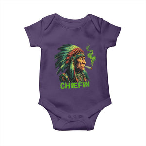 Funny Chiefin Weed Indian Native American Marijuana Baby Onesie TS11 Purple Print Your Wear