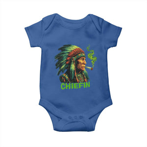 Funny Chiefin Weed Indian Native American Marijuana Baby Onesie TS11 Royal Blue Print Your Wear