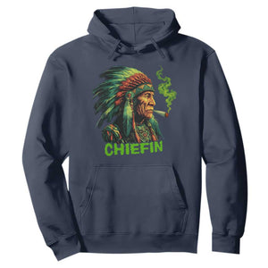 Funny Chiefin Weed Indian Native American Marijuana Hoodie TS11 Navy Print Your Wear