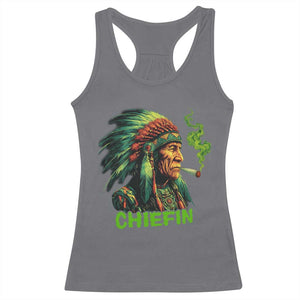 Funny Chiefin Weed Indian Native American Marijuana Racerback Tank Top TS11 Charcoal Print Your Wear