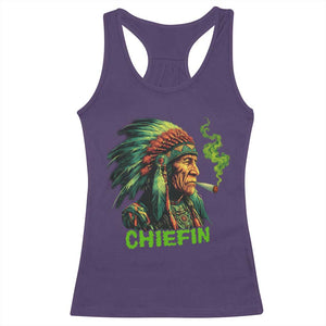 Funny Chiefin Weed Indian Native American Marijuana Racerback Tank Top TS11 Purple Print Your Wear