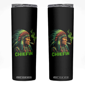 Funny Chiefin Weed Indian Native American Marijuana Skinny Tumbler TS11 Black Print Your Wear