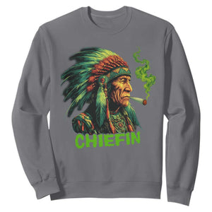 Funny Chiefin Weed Indian Native American Marijuana Sweatshirt TS11 Charcoal Print Your Wear