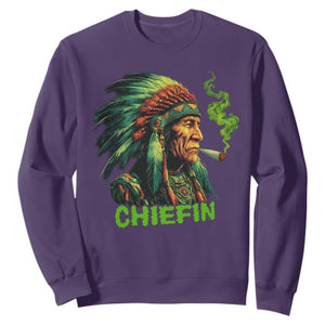Funny Chiefin Weed Indian Native American Marijuana Sweatshirt TS11 Purple Print Your Wear