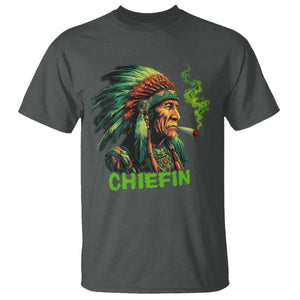 Funny Chiefin Weed Indian Native American Marijuana T Shirt TS11 Dark Heather Print Your Wear