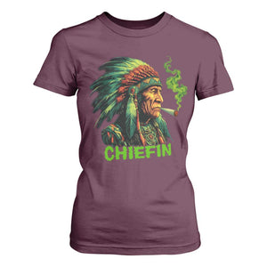 Funny Chiefin Weed Indian Native American Marijuana T Shirt For Women TS11 Maroon Print Your Wear