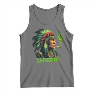 Funny Chiefin Weed Indian Native American Marijuana Tank Top TS11 Black Heather Print Your Wear