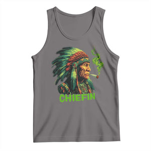 Funny Chiefin Weed Indian Native American Marijuana Tank Top TS11 Deep Heather Print Your Wear