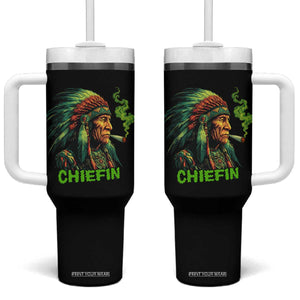 Funny Chiefin Weed Indian Native American Marijuana Tumbler With Handle TS11 One Size: 40 oz Black Print Your Wear