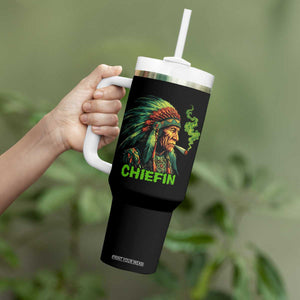 Funny Chiefin Weed Indian Native American Marijuana Tumbler With Handle TS11 Print Your Wear