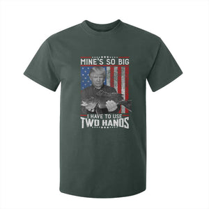Funny Trump Fishing T Shirt For Kid Mines So Big I Have To Use Two Hands American Flag TS11 Dark Forest Green Print Your Wear