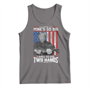 Funny Trump Fishing Tank Top Mines So Big I Have To Use Two Hands American Flag TS11 Deep Heather Print Your Wear