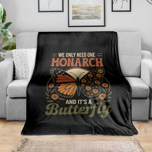 We Only Need One Monarch And Its A Butterfly Throw Blanket Retro Peace Sign Flowers TS11 Print Your Wear