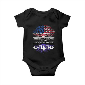 American Grown With Iroquois Roots Baby Onesie Tree USA Flag TS11 Black Print Your Wear