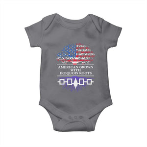 American Grown With Iroquois Roots Baby Onesie Tree USA Flag TS11 Charcoal Print Your Wear