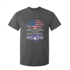 American Grown With Iroquois Roots T Shirt For Kid Tree USA Flag TS11 Dark Heather Print Your Wear