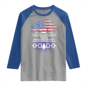 American Grown With Iroquois Roots Raglan Shirt Tree USA Flag TS11 Sport Gray Royal Print Your Wear