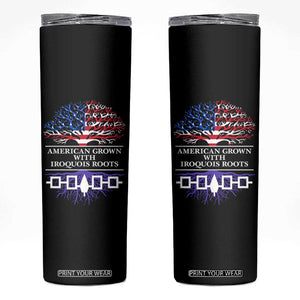 American Grown With Iroquois Roots Skinny Tumbler Tree USA Flag TS11 Black Print Your Wear
