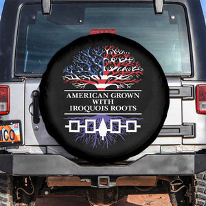 American Grown With Iroquois Roots Spare Tire Cover Tree USA Flag TS11 No hole Black Print Your Wear