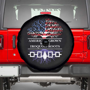 American Grown With Iroquois Roots Spare Tire Cover Tree USA Flag TS11 Black Print Your Wear